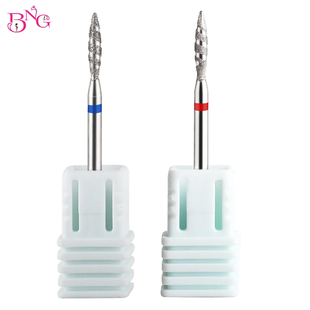 

BNG 2Pcs Flame Diamond Nail Drill Bit Manicure Diamond Cuticle Bits for Nails Under Nail Cleaner Cuticle Remover Nail Prepare