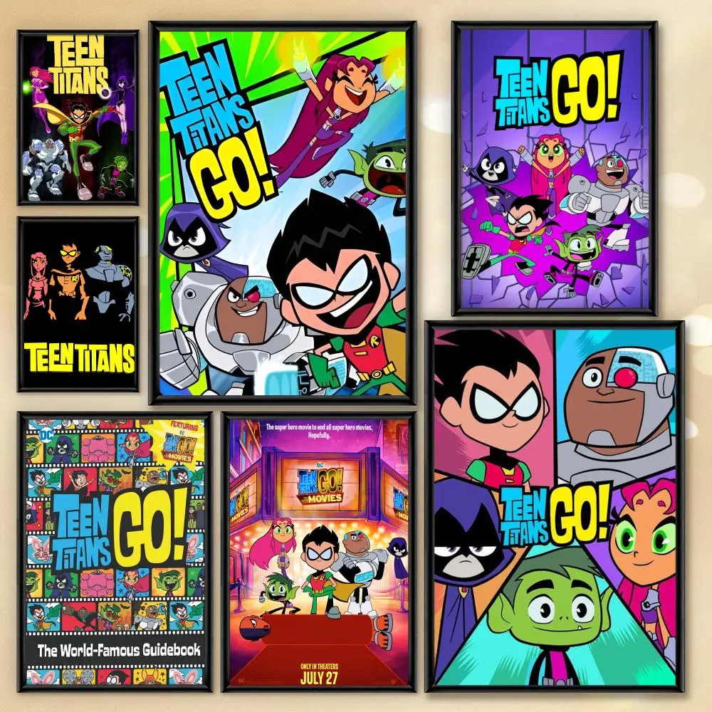 !T-Teen T-Titans Go Anime Poster HD PVC wasserdichte Wandkunst – selbstklebend wiederverwendbar für Home Office Bar