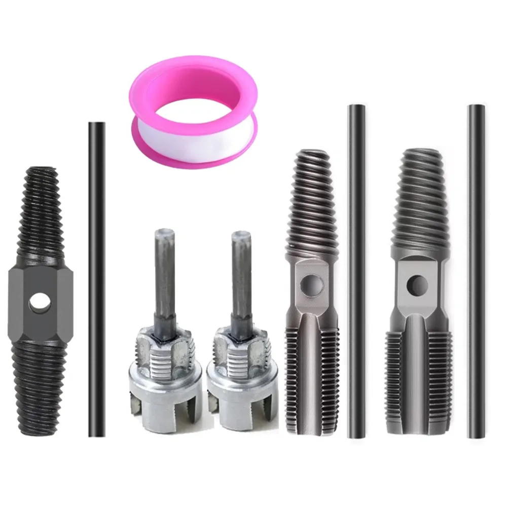 Dual Head Integrated Faucet Extractor Repair Thread Extractor 4/6 Parts Water Pipe Thread Opener Steel Thread Combination