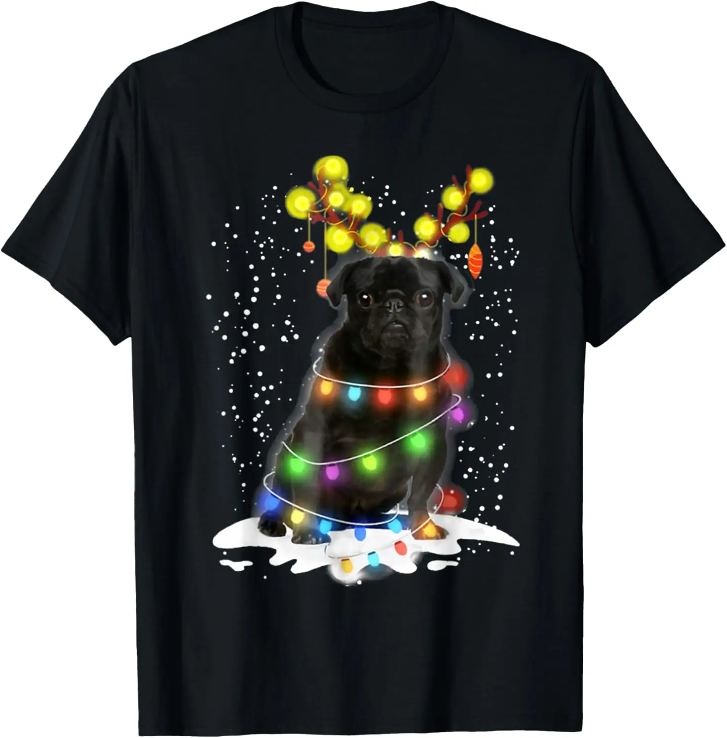

Black Pug Blinker - Nice Dog Christmas Pug Christmas Tree T-Shirt