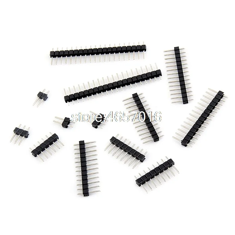 10PCS Single Row Male 2.54 Breakable Pin Header Connector Strip 1 x 2P/3/4/5/6/8/10P/12/14/15/20/40 Pin