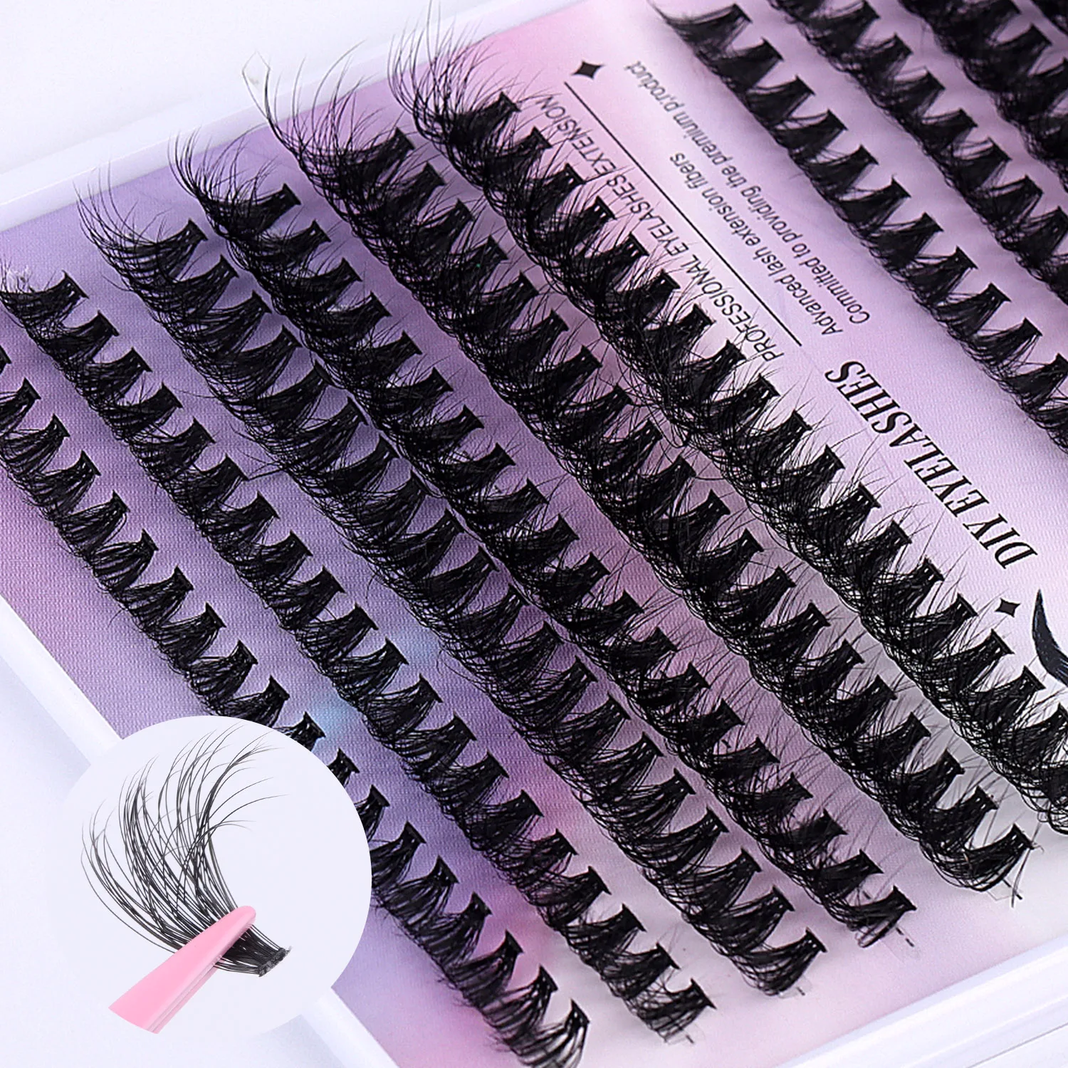 3D Effect 240pcs DIY Eyelash Extension Kit, Mascara, Eyelash Glue, Brush, Tweezers Kit (0.07mm-30D+40d-8-16mm Mixed Kit)