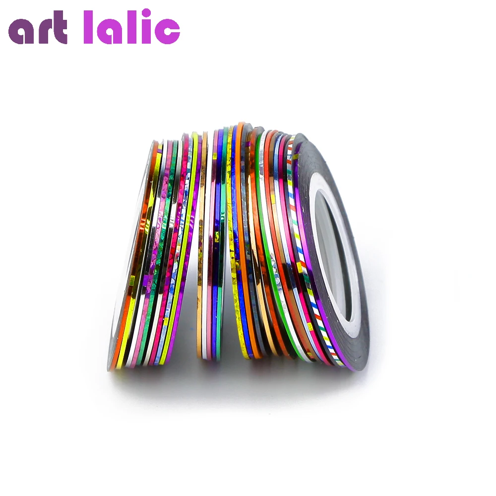 30 Stück mehrfarbige Nail Art Strip ing Tape Line Aufkleber, Nail Art Dekoration Aufkleber