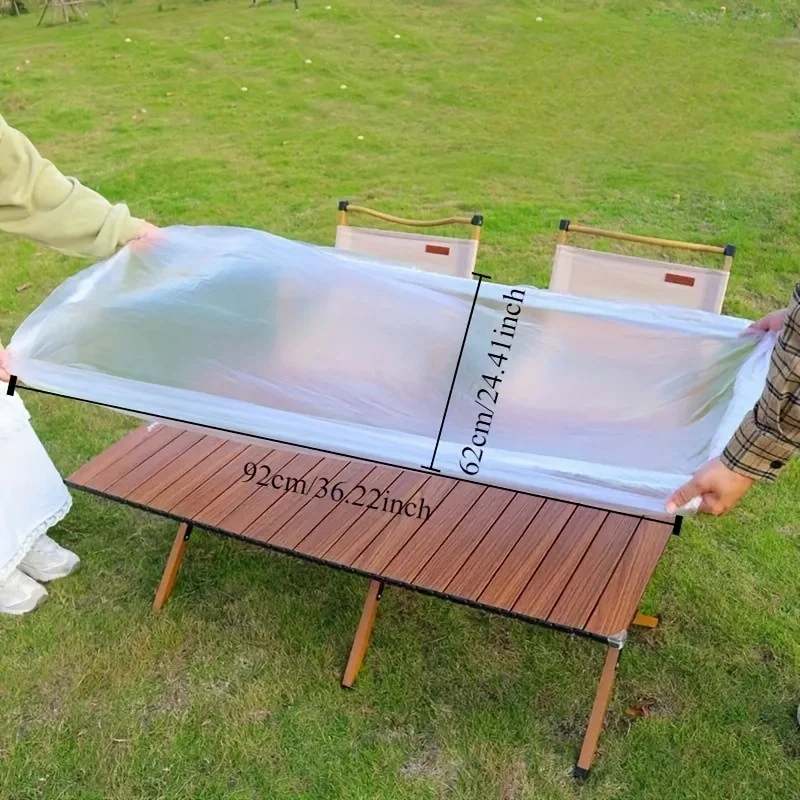 10PC Disposable Fitted Tablecloth Transparent Waterproof Oil-Proof Table Cover Protector Cloth for Outdoor Camping Trolley Table
