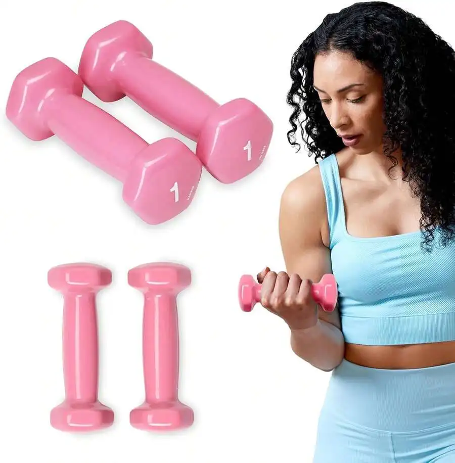 SPRI Dumbbells Hand Weights Set Of 2 - Vinyl Coated Exercise & Fitness Dumbbell For Home Gym Equipment Workouts Strength Trainin