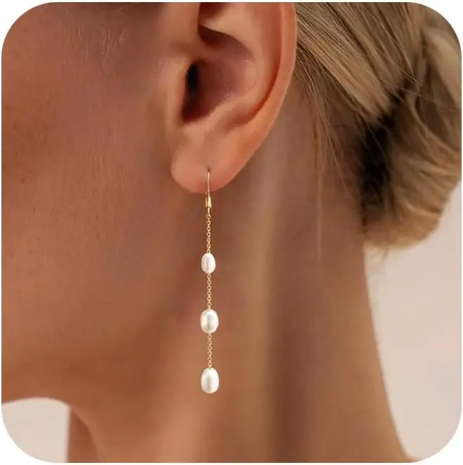 

Trendy Dainty Pearl Drop Earrings for Women Gift Wedding