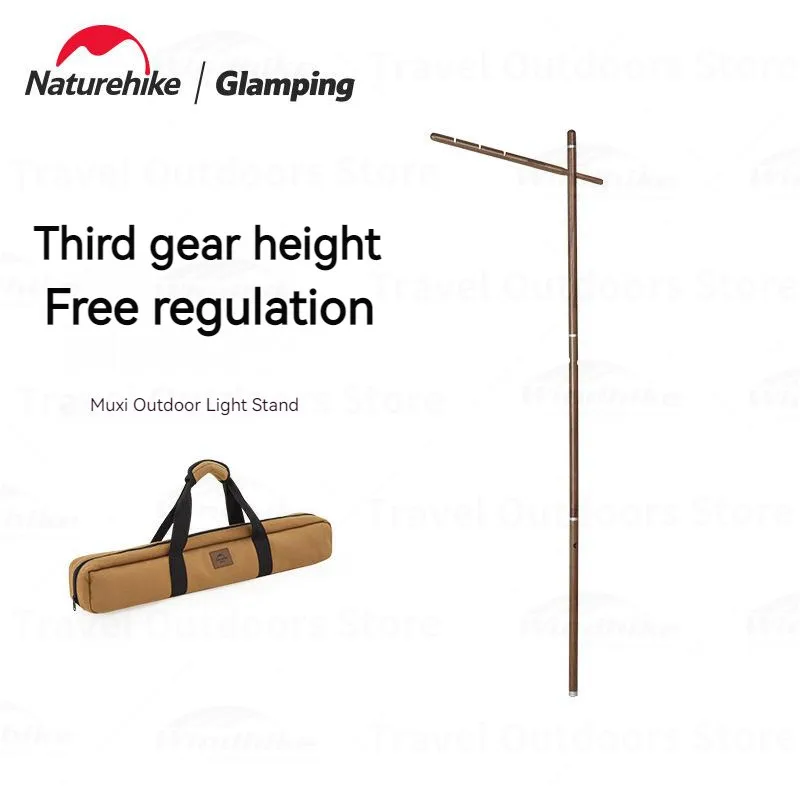 

Naturehike 3-Section Detachable Lamp Pole Outdoor Camping Lamp Shelf Adjustable Height 212m Ultralight Walnut Lamp Holder