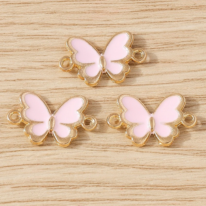 10 Stück niedliche Mini-Emaille-Fliegen-Schmetterlings-Anhänger, Verbindungsstücke für die Schmuckherstellung, DIY, handgefertigte Armbänder, Halsketten, Bastelzubehör – Detail 18