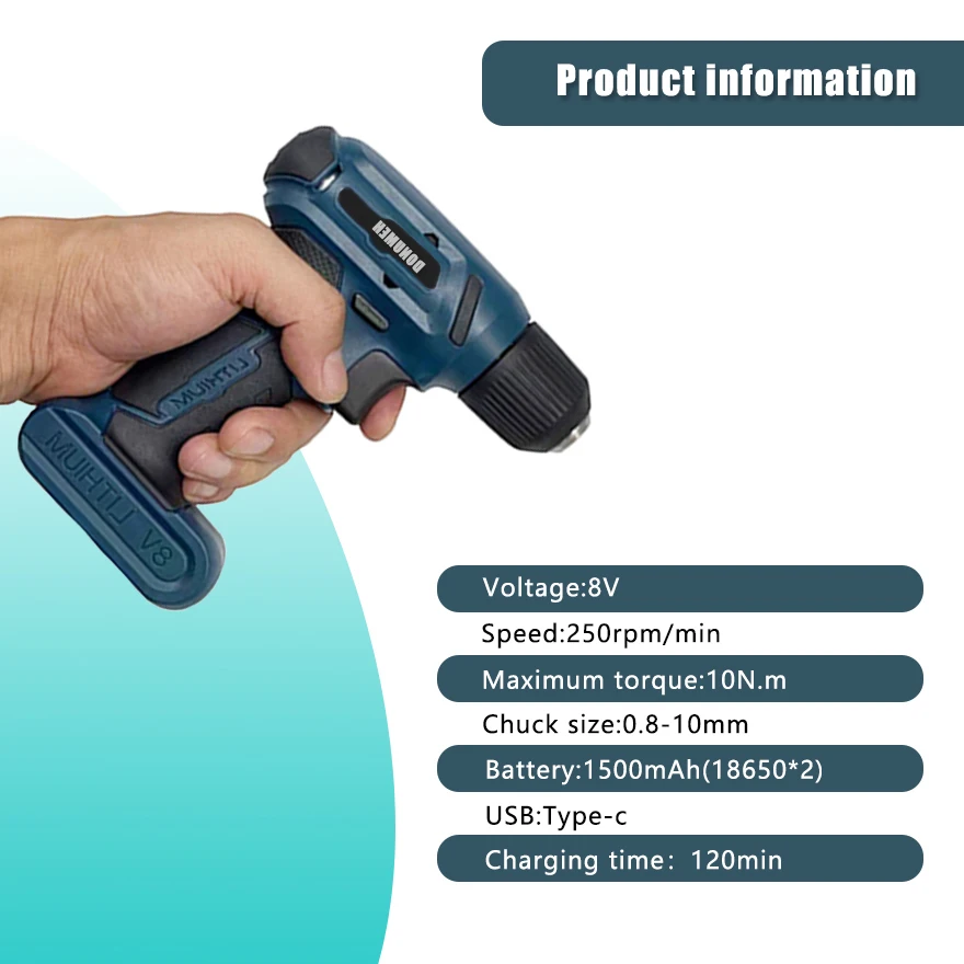 DONUMEH 8V Cordless Electric Screwdriver Mini Electric Drill Cordless Screwdriver Rechargeable Battery Power Tools Maintenance