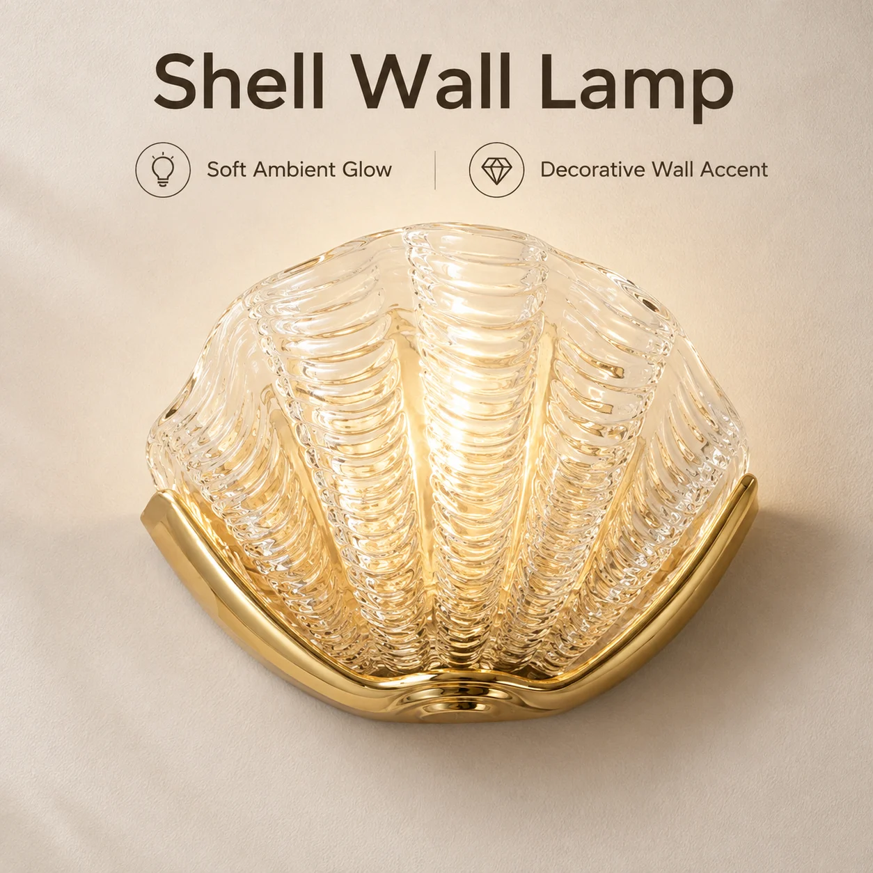 Luxury Wall Light Brass Shell Creative Glass Decoration French Retro Living Room Bedroom Foyer Corridor Mirror Wall Lamp