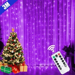 6x3M/3x3m Kurtyna Girlanda na oknie USB Power Fairy Lights Festoon z pilotem Noworoczna girlanda Led Lights Christmas Decor