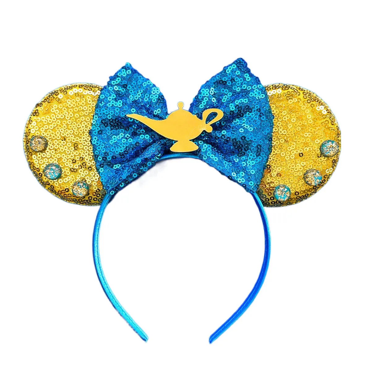 Princess Jasmine Mickey Mouse Ears Headbands Women Aladdin Hair Accessories Kids Genie of The Lamp Hairband Girl Bow Headwear