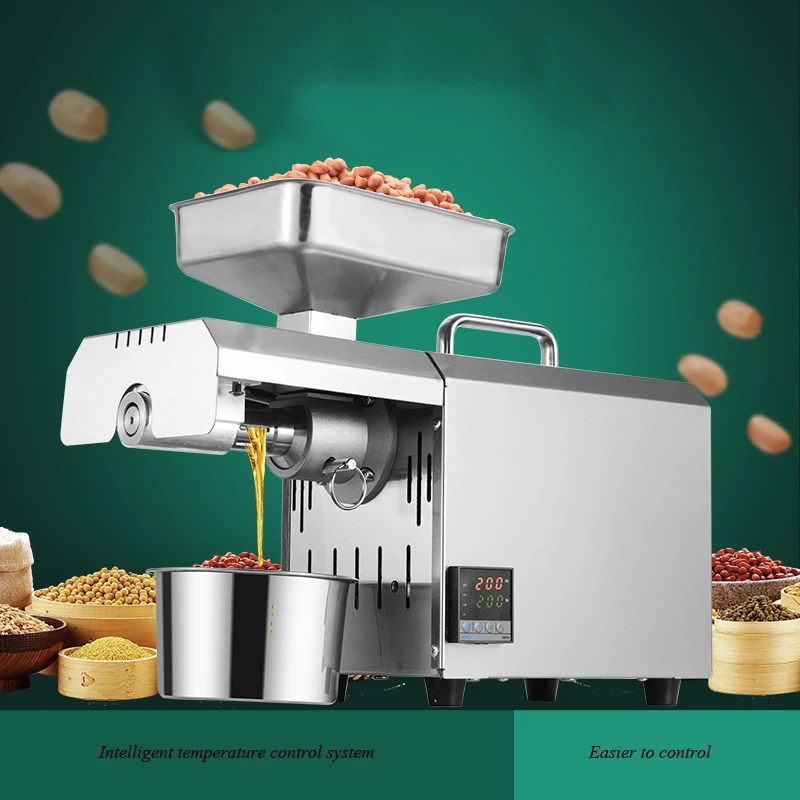 Oil Press Commercial Small Automatic Multifunctional Family Dregs Of FatSlag Peanut Maker Stainless Steel Body Fast Heating Larg