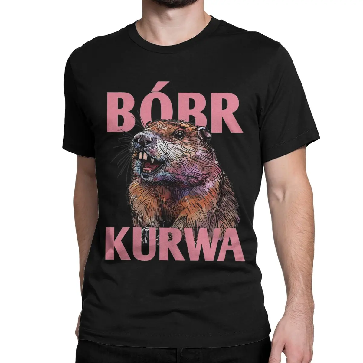 Bobr Kurwa Bober Beaver T-Shirt for Men Casual Pure Cotton Tees Crewneck Short Sleeve T Shirts 4XL 5XL 6XL Clothing