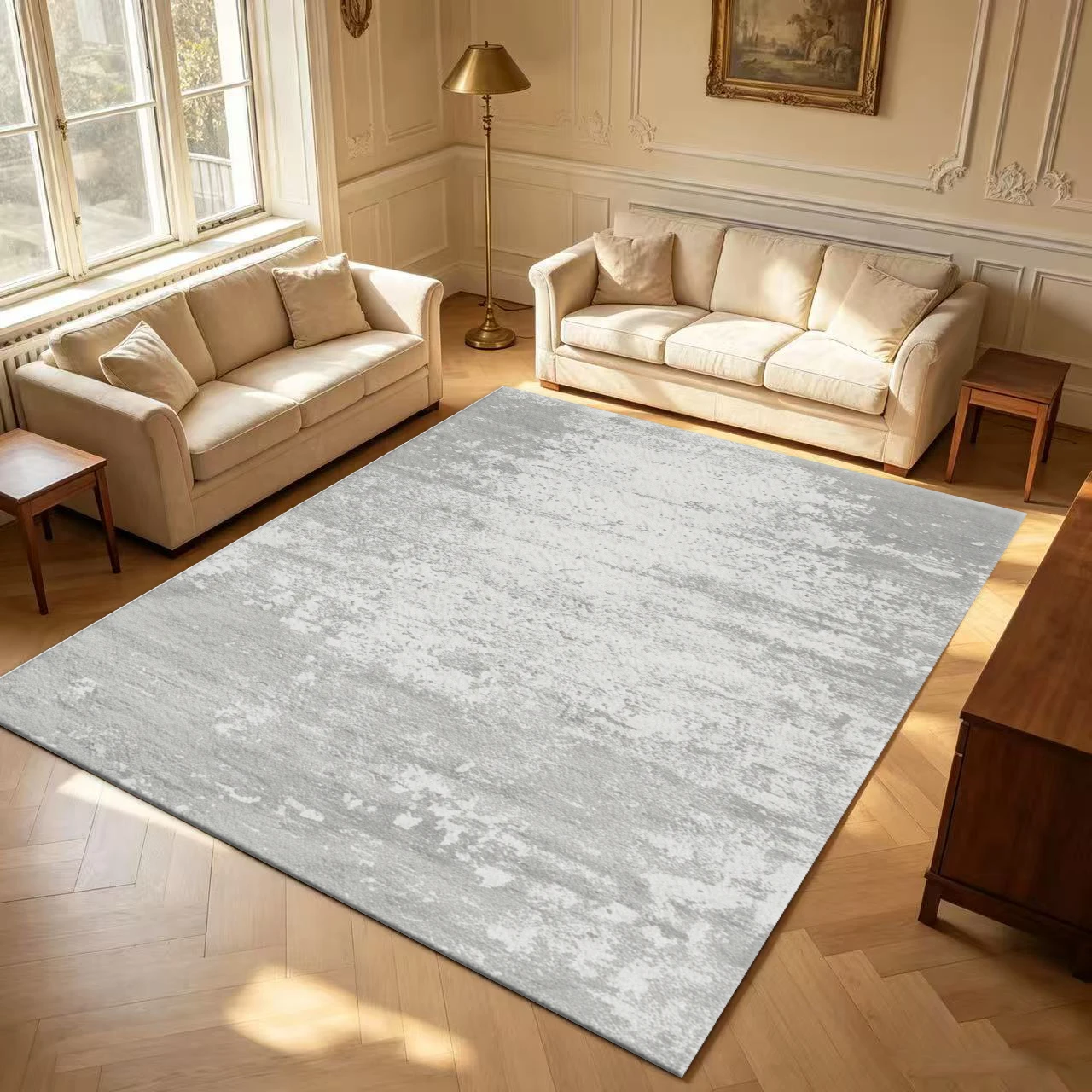 Vintage Distressed Texture Carpet Flooring Soft Indoor Living Room Bedroom Home Decoration Area Rug
