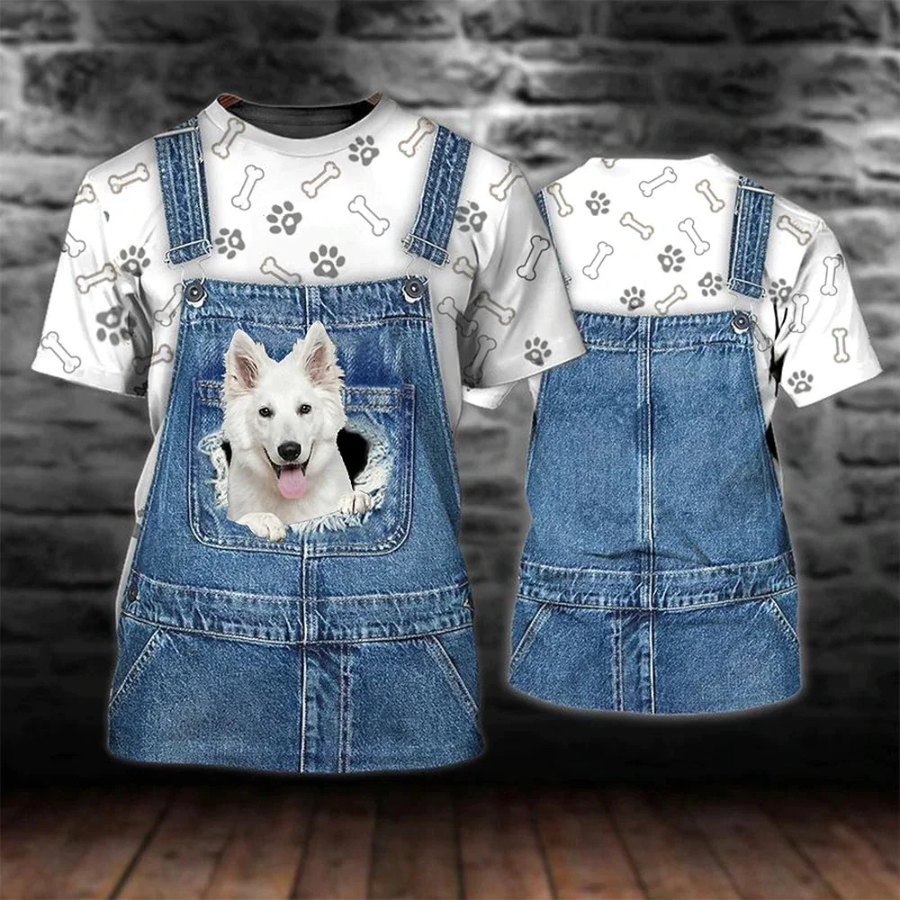 HX Fashion Animal T-shirts Yorkshire Overalls Printed Tees Casual Harajuku Graphic T Shirts Women Clothing Mother's Day Gift