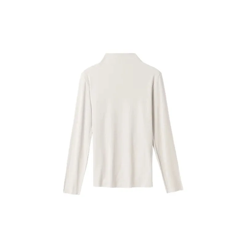 Women's Semi High Neck Base Shirt for Autumn and Winter New Style for Slimming Warm Lining German Velvet Long Sleeved T-shirt