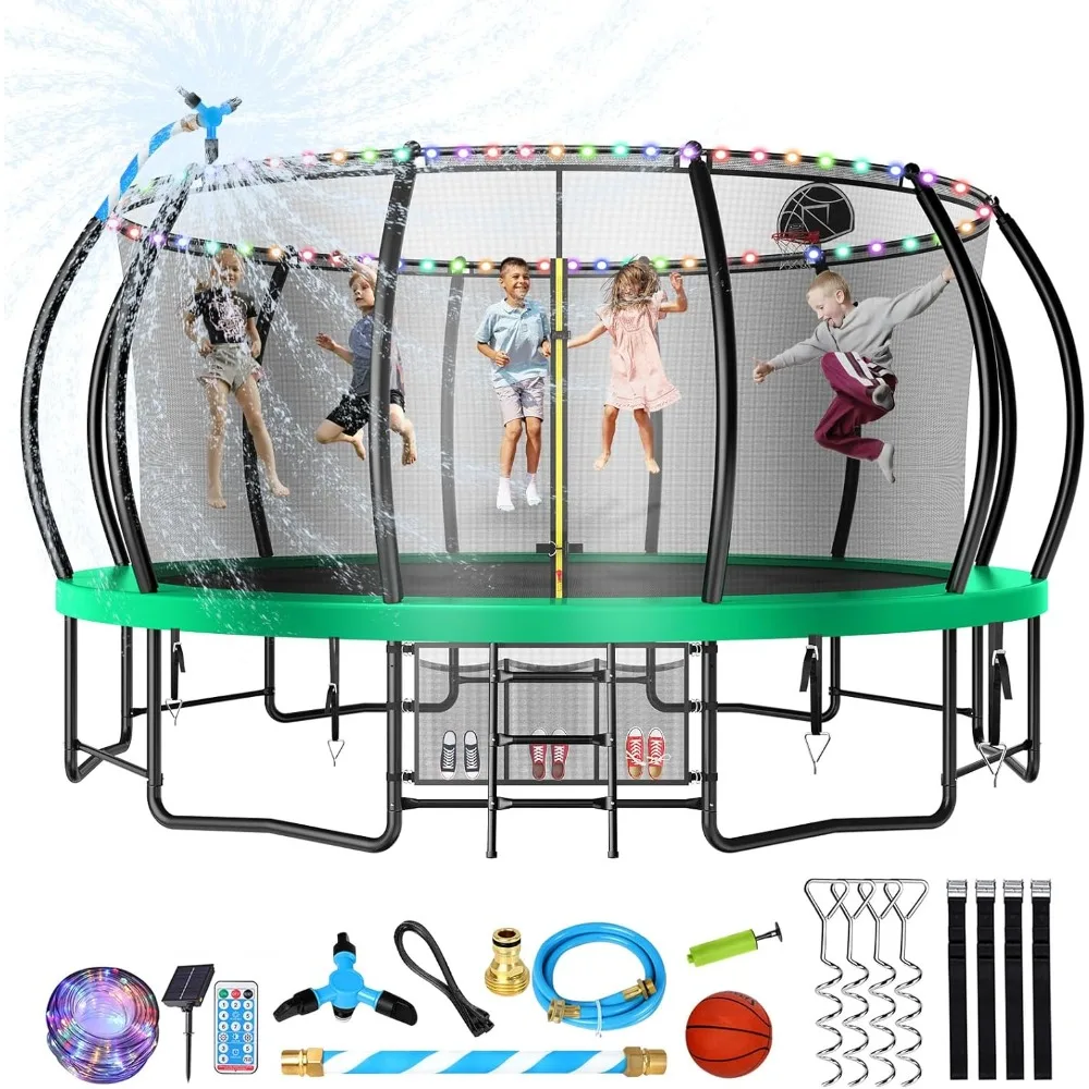 

15FT Upgrade Outdoor Trampoline for Kids and Adults, Pumpkin Trampolines with Curved Poles, Recreational Trampoline