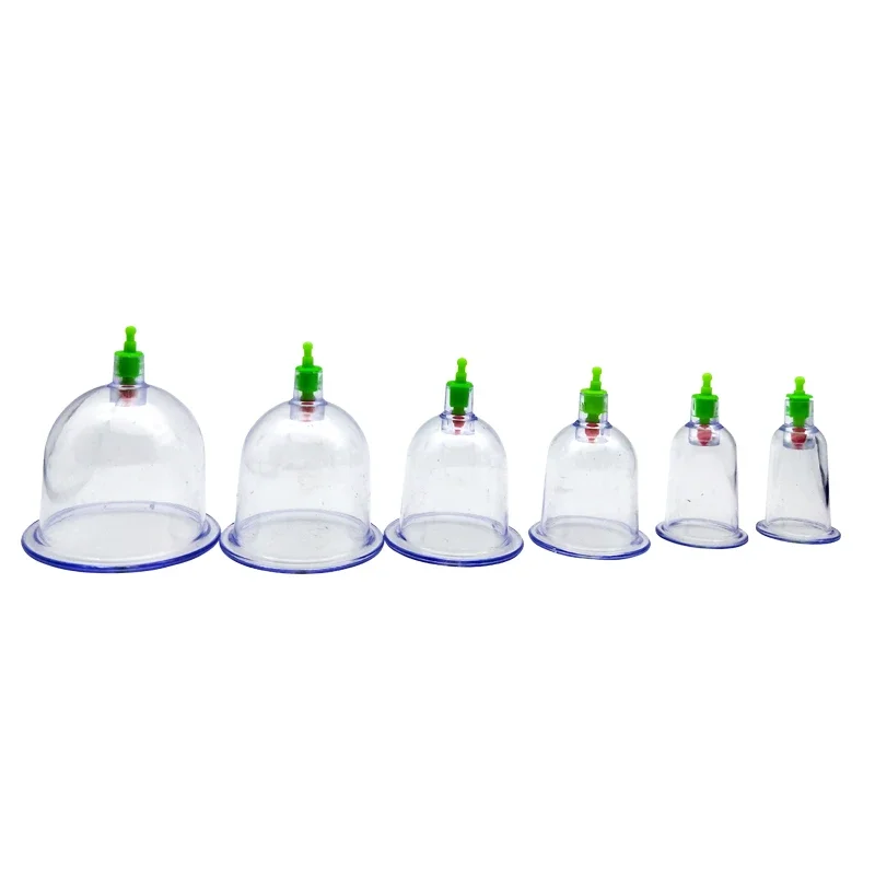 6Pcs Vacuum Cupping Set Back Massage Body Cup Detox Anti Cellulite Therapy Cans Healthy Care Jars with Pumping Gun Suction Cups