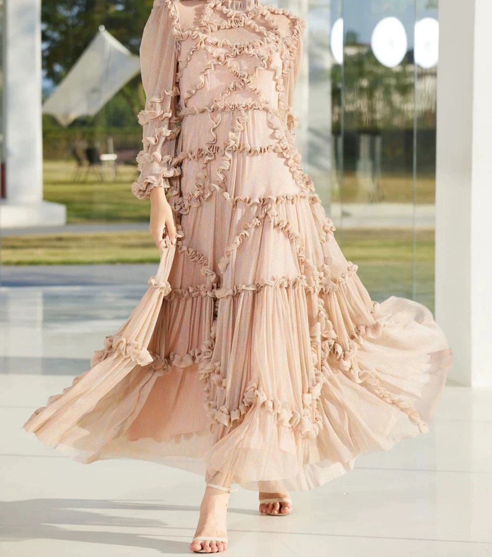 

Heavy Industry socialite private clothes round neck long sleeve temperament banquet dress dress-GZXX445