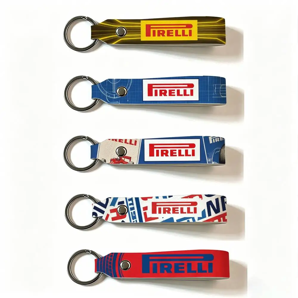 FOR PIRELLI MOTO PU Leather Keychain Minimalist Key Holder Durable Key Organizer Car Keys Bag Accessories Gift