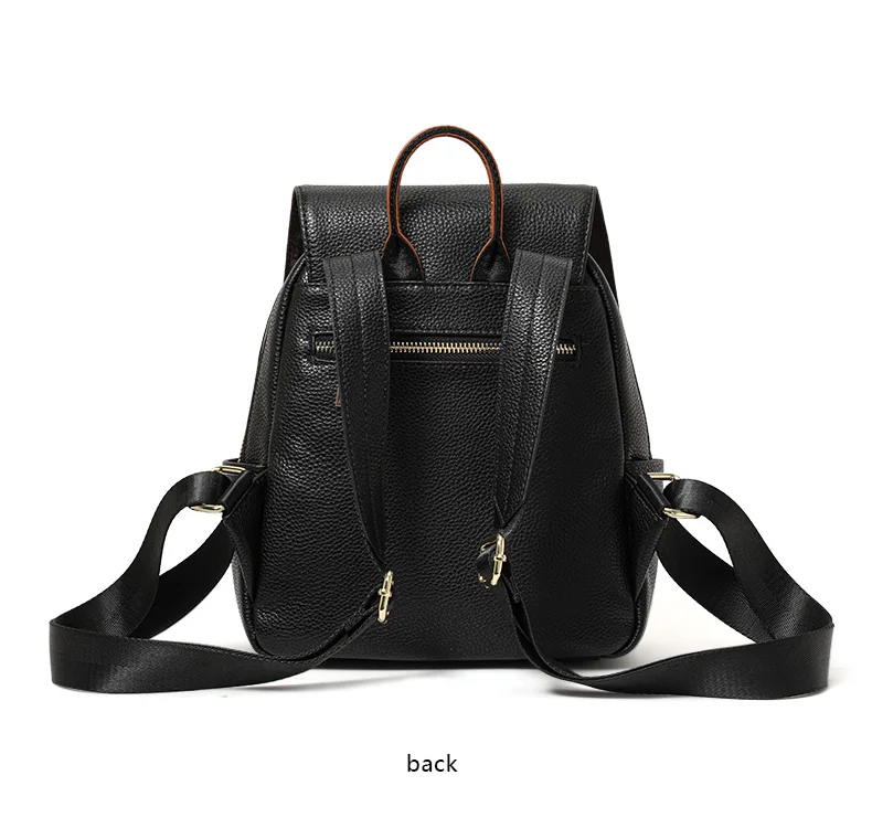 Aidanni Minimalistischer Stil Schwarzer Rucksack aus Vollnarbenleder für Damen, 2026 Neue Mode Lässige Reisetasche – Detail 12