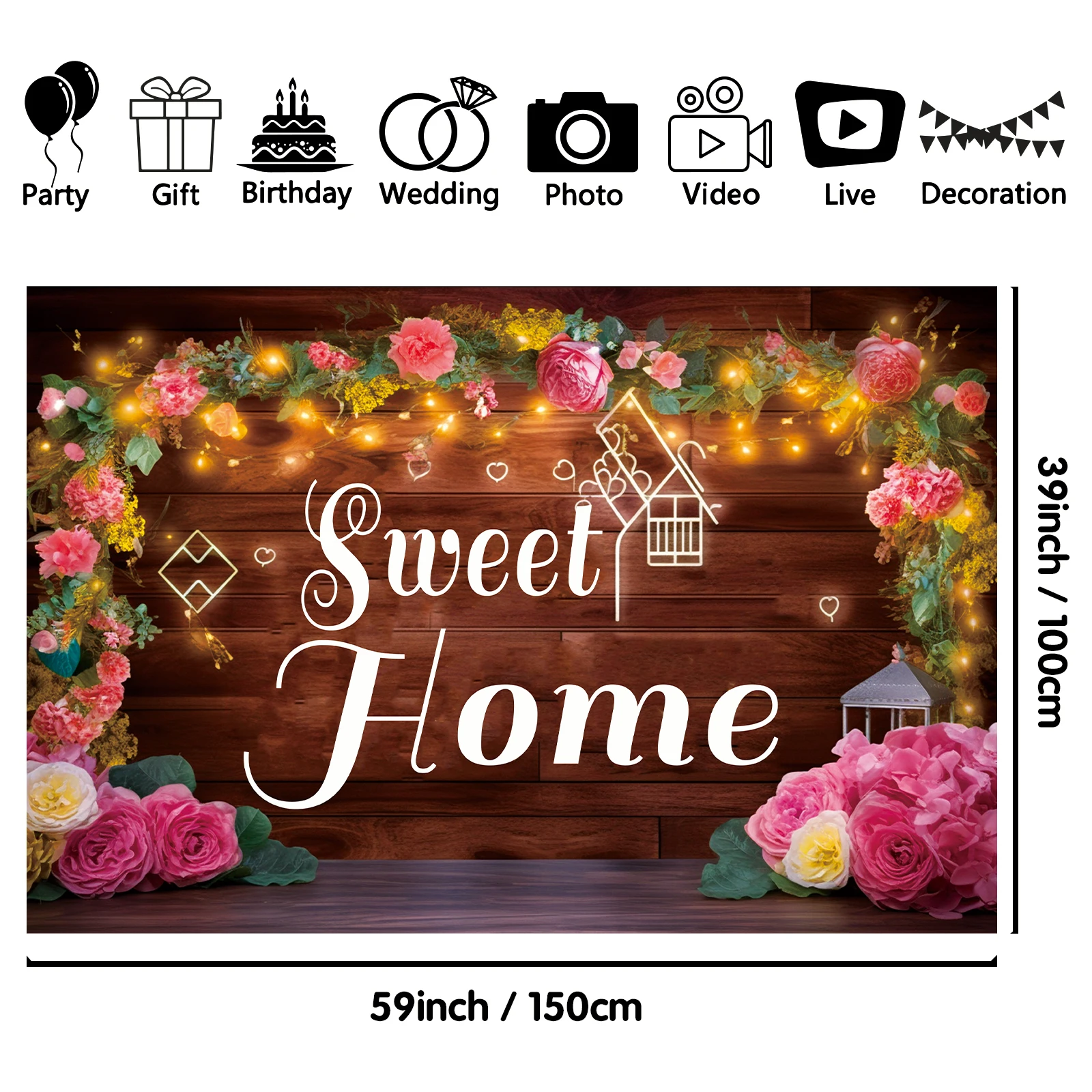 1PCS 100x150cm Best Wishes For Your New Home(10) Theme Backdrop,Photography Background,Used To Gifts Or Other Party Decoration