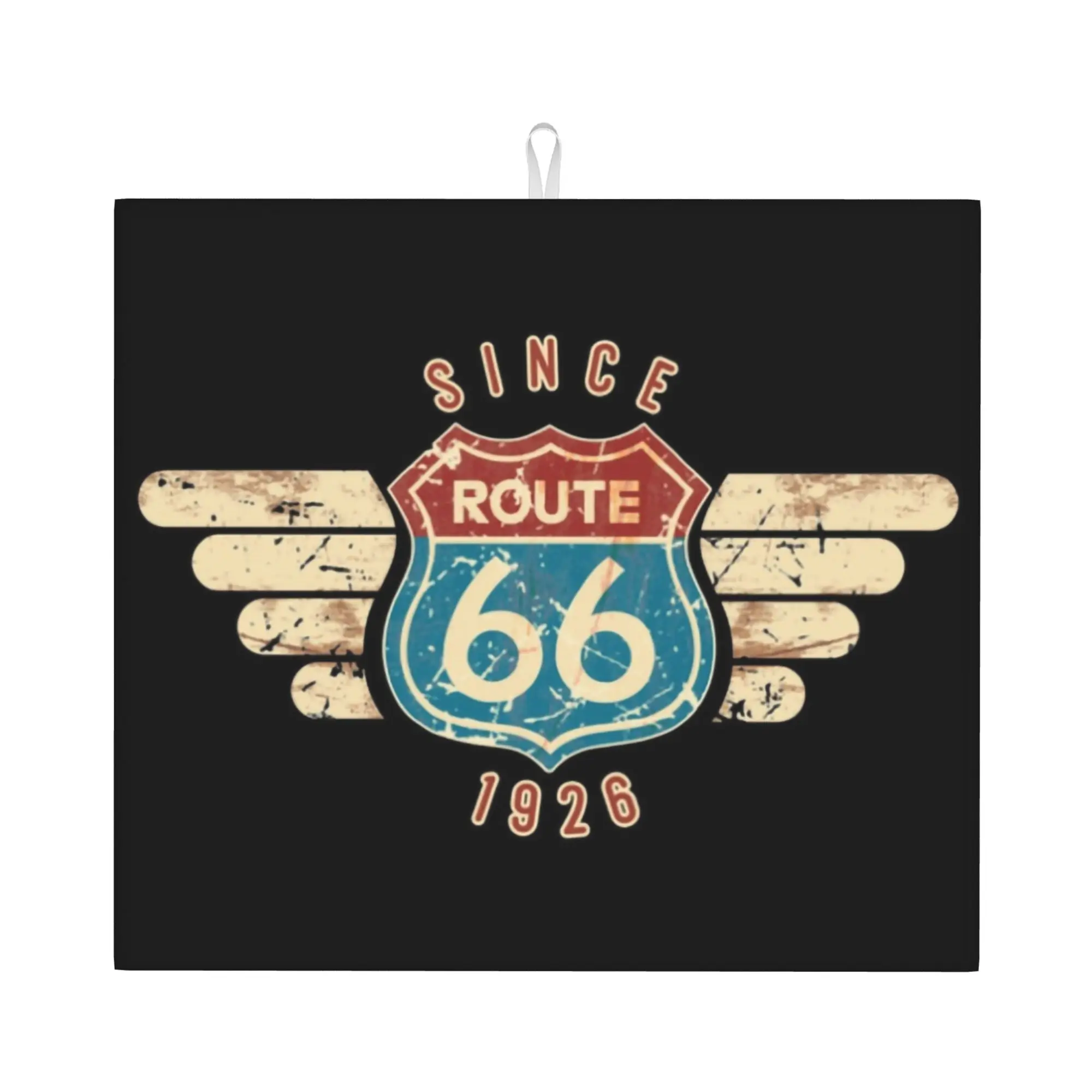 Drying Mat For Kitchen Route 66 Sign Since 1926 Water Absorbent Waterproof Reusable  On Slip Kitchen Counter Protector Mat