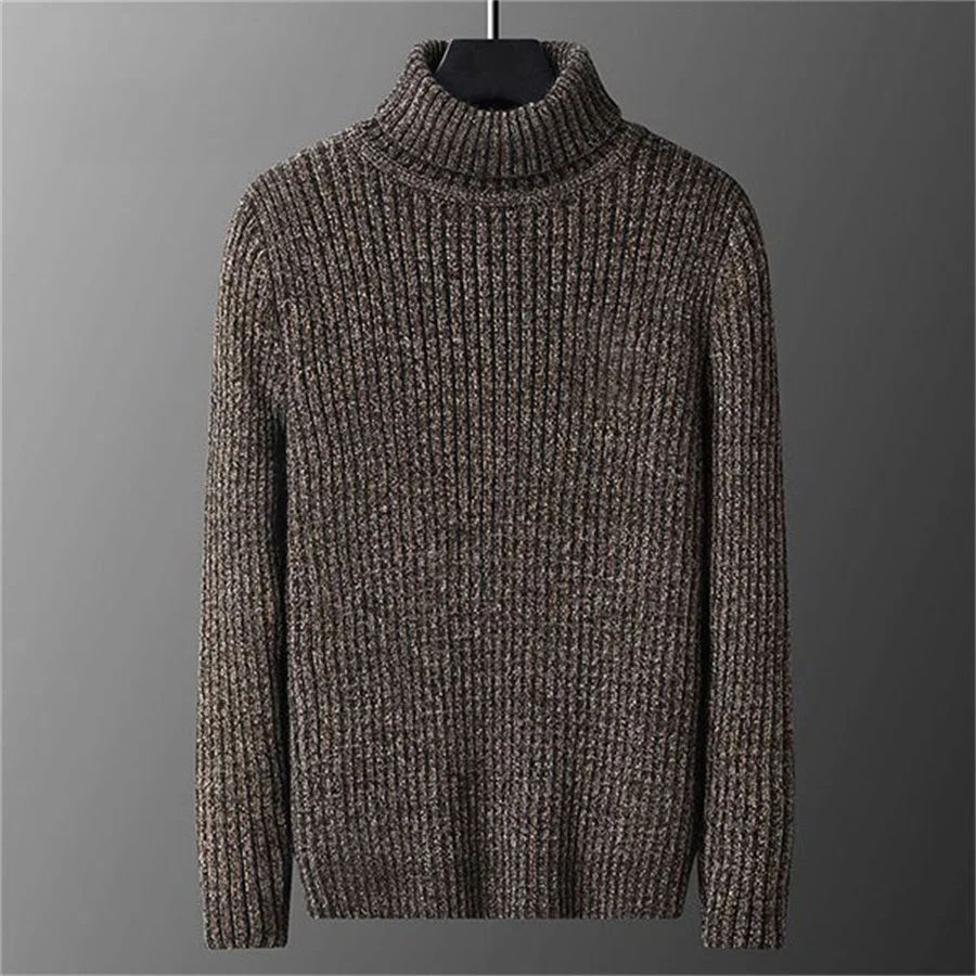 2026 New Men's Thick Warm Sweater Winter Knitted Turtleneck Pullovers Male High Neck Solid Slim Fit Soft Sweaters for Men Tops