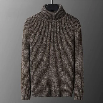 2026 New Men's Thick Warm Sweater Winter Knitted Turtleneck Pullovers Male High Neck Solid Slim Fit Soft Sweaters for Men Tops 2