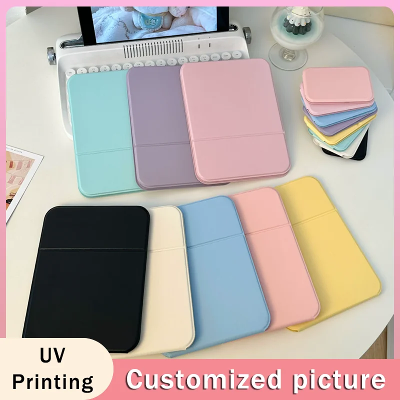Customizable Pattern PU Folding Mirror UV Color Printing Portable Stand-up Cosmetic Mirror Bedroom Table Decorative Mirrors