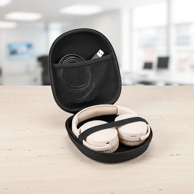 Portable Headset Protective Hard Case Waterproof Durable Earphone Storage Bag for Students Travelers Music Fans