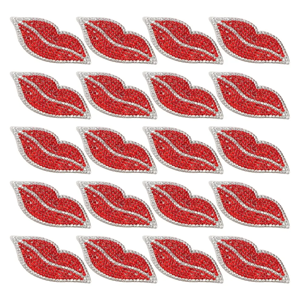20pcs Resin Crystal Red Lip Rhinestones Hot Diamond Pattern Red Color DIY Accessories Clothing Decoration Clothes