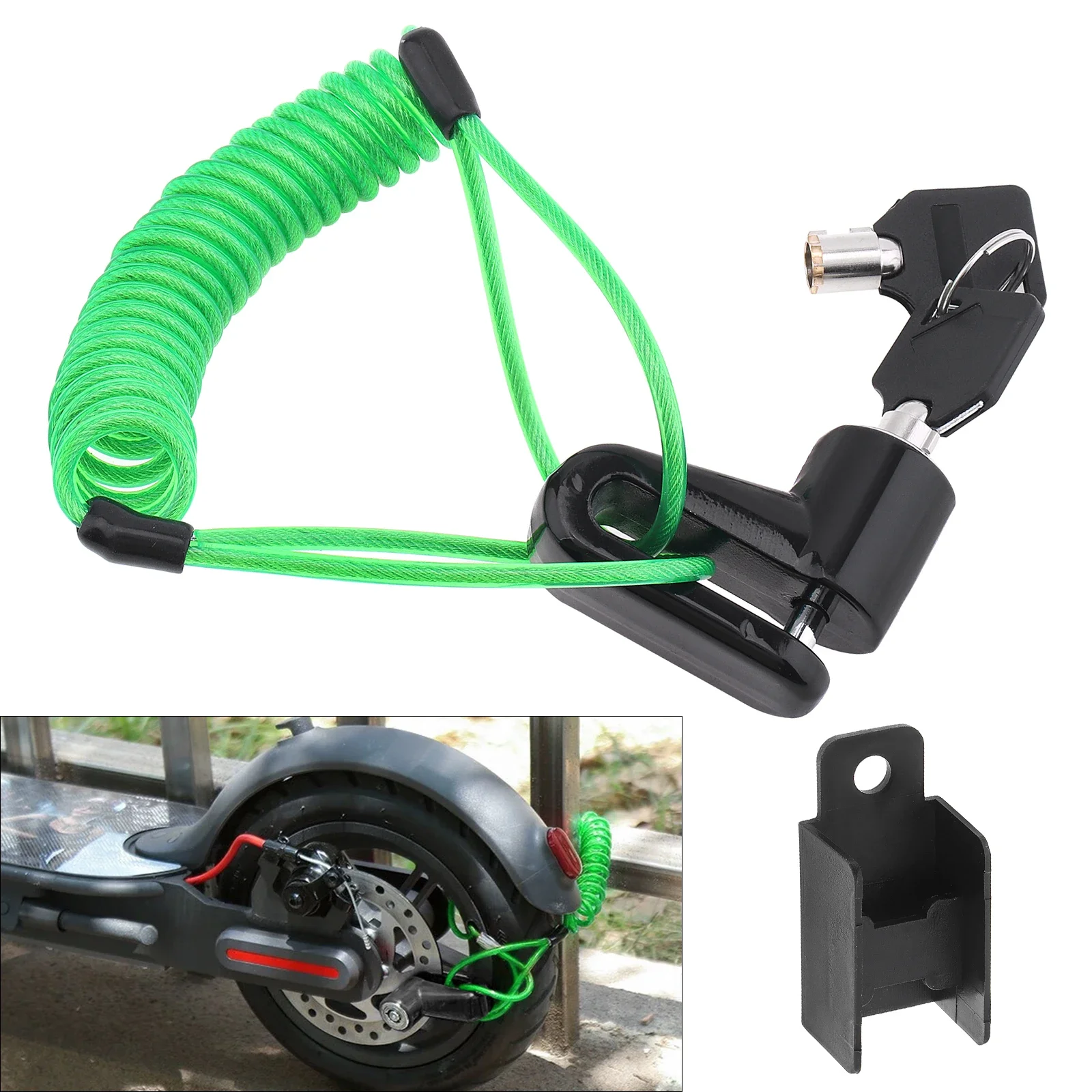 

Противоугонный замок дискового тормоза мотоцикла для скутера, велосипеда, кабель напоминания, 2-ключевой замок для сиденья, защитный замок для колес из алюминиевого сплава