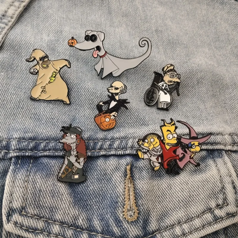 Cartoon Cute Personality Simpson Series Metal Badge Pin Q Version Halloween Brooch Clothing Accessories Birthday Gift for Friend