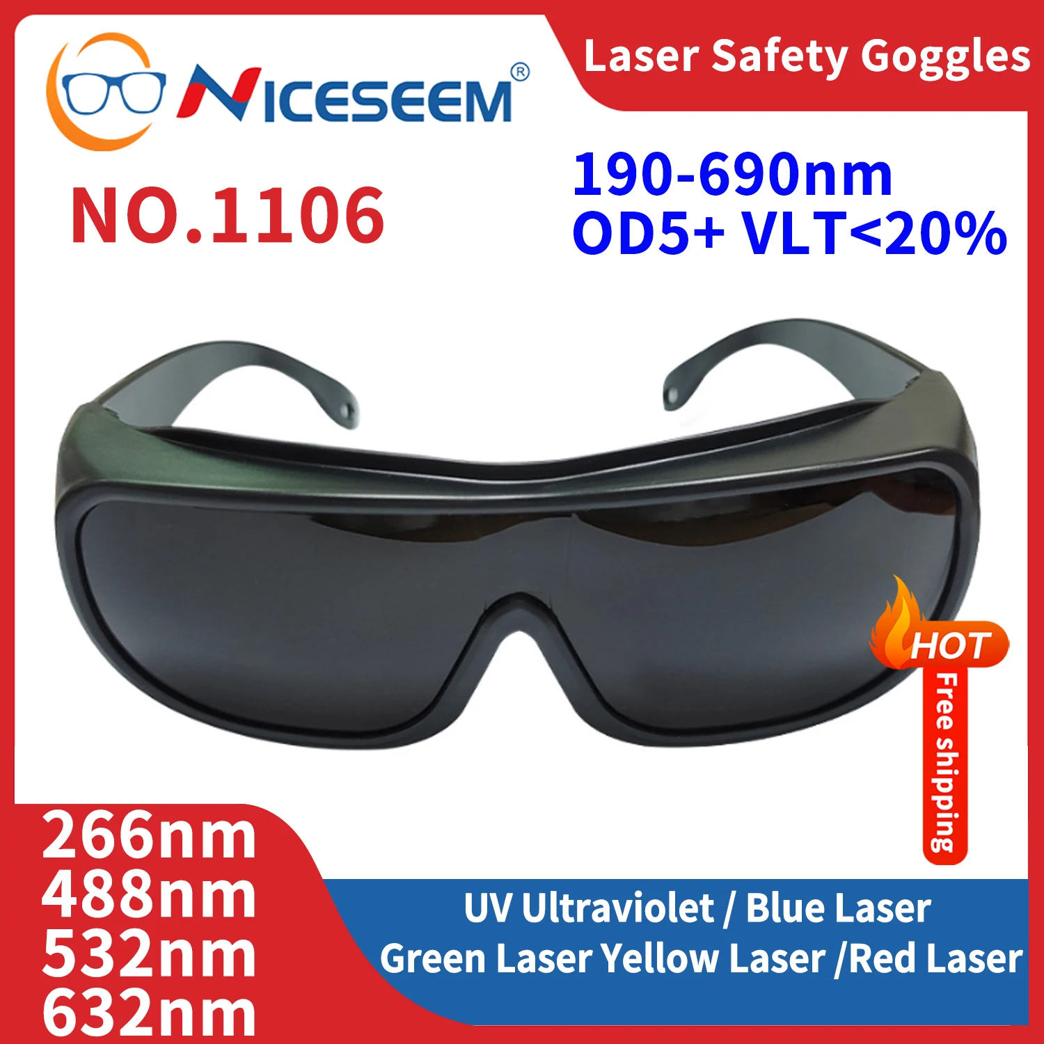 Eyewear Protective Smart Glasses Laser Epilator Infrared IPL Nd Yag LED Tactical Tinted Medical Industrial Certified Goggles 