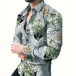 New Hawaiian Animals Luxury Designer Men's Shirt Single Breasted Top Casual 3D Printed Long Sleeve Gentlemen's Clothing Shirt