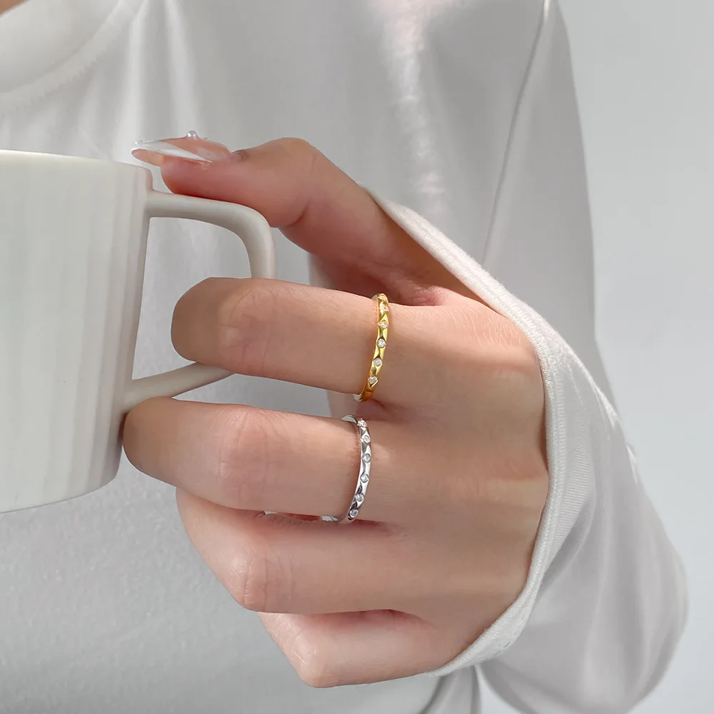 

Korean Style Exquisite Zircon Women Ring S925 Pure Silver Electroplated 18K Gold Trendy Anniversary Gift Jewelry