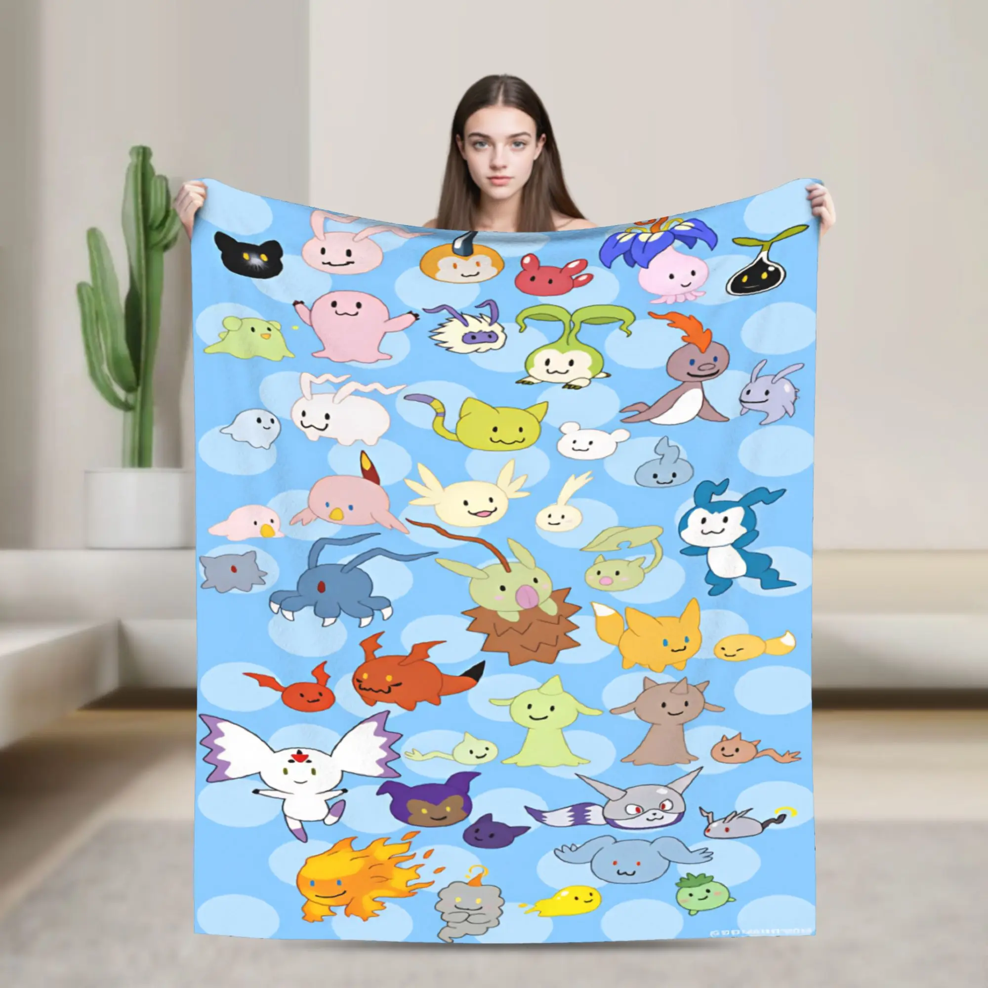 Warm Soft BlanketsStudents Camping Digimon Orange Team Art Throw Blanket  Flannel Bedspread For Couch Bed Novelty Sofa Bed Cover