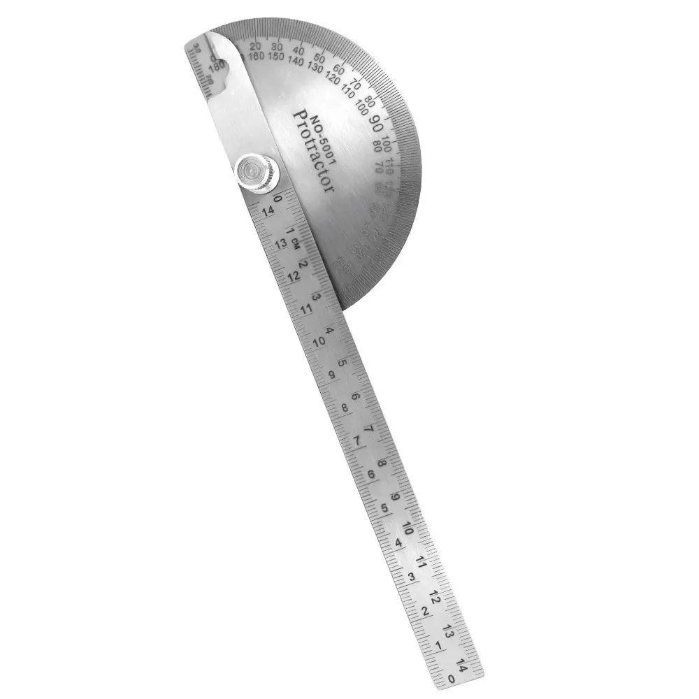 زاوية متر قياس المنقلة حاكم مكتشف المعادن 180 درجة مقياس الزوايا الفولاذ المقاوم للصدأ النجارة أداة قياس الخشب #6