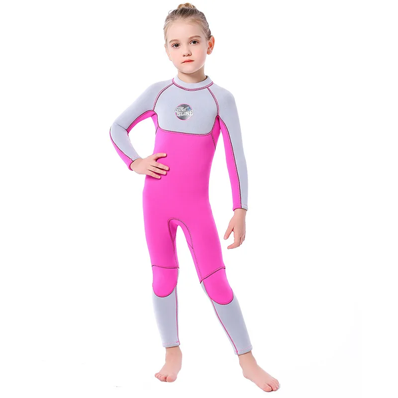 

Children's Neoprene Wetsuits One-piece Long Sleeve Warm Swimsuit Girls 3MM Diving Swimwear Snorkeling Sunscreen Jellyfish Suit