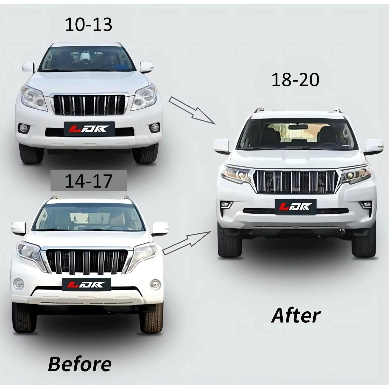 

Factory Price for Land Cruiser Prado 2010-2017 Upgrade to 2020 New Style Body Kit with Bumper Grille Headlights Hood