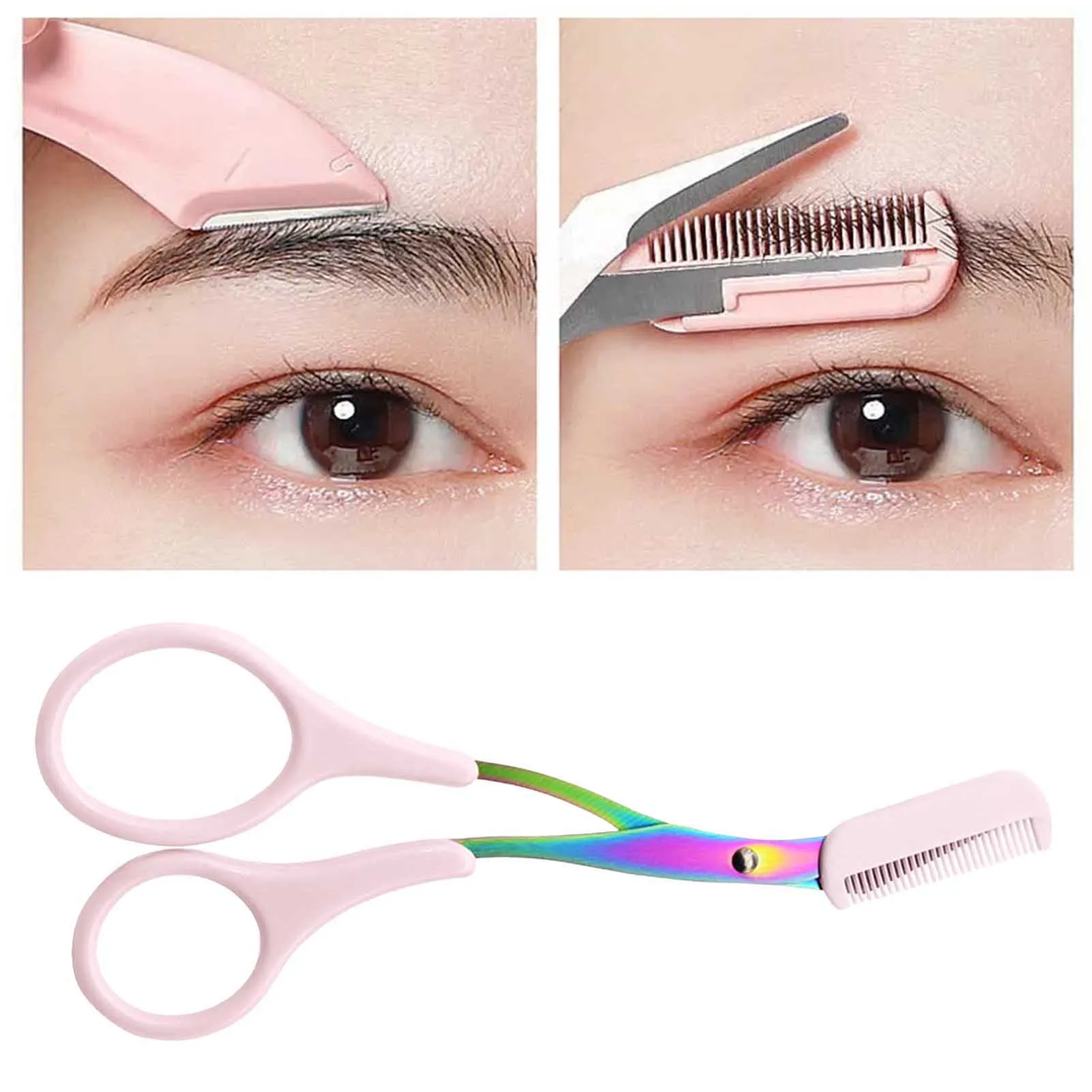 Color Eyebrow Trimmer Scissor with Comb All-in-One Shaper Epilator Cut Comb Scissors Suitable For Both Novices And Professionals