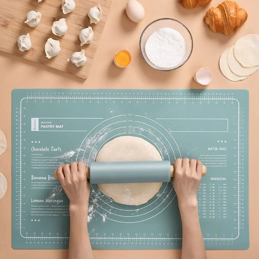 Pastry Mat With Scale Silicone Kneading Pad Set Heat Resistant Nonstick Dough Rolling Mat Large Size Non-slip Baking Mat Pizza
