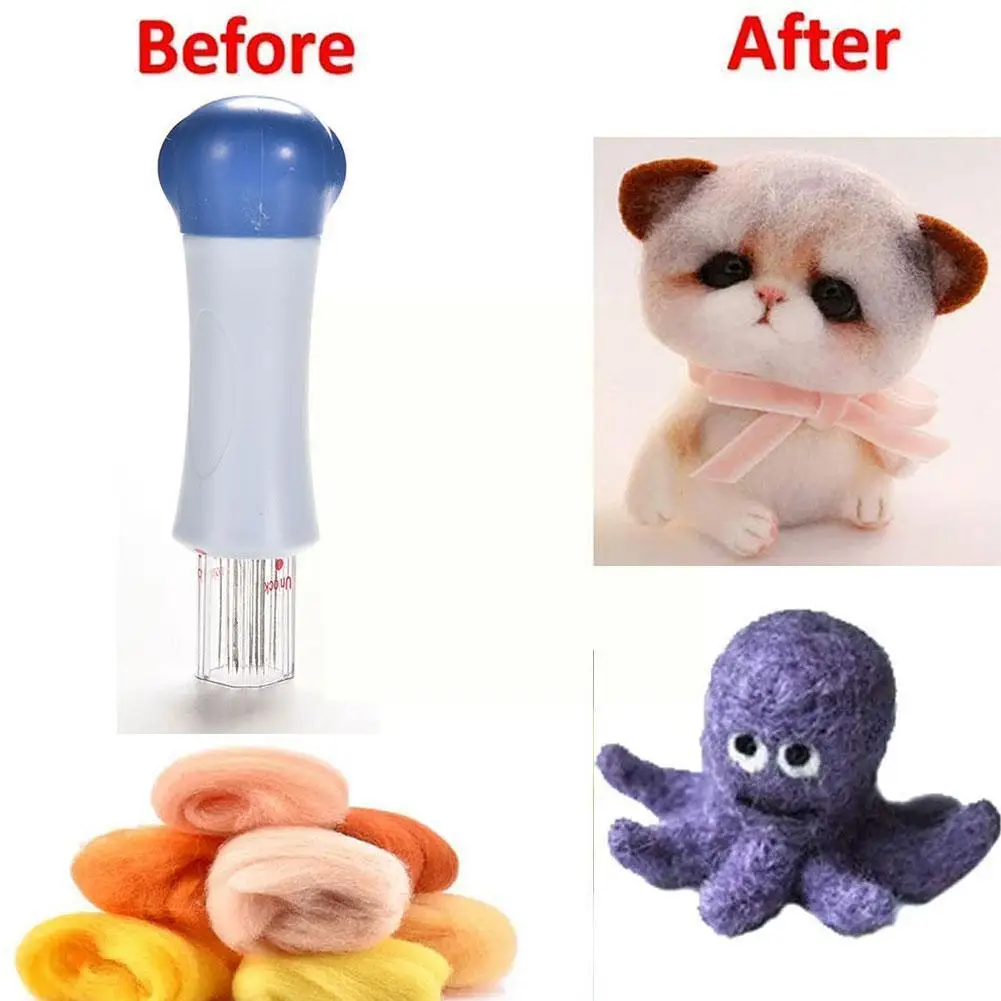 เข็มชุด Felting เข็ม7เข็ม Felting Starter Kit Felt Diy แพคเกจขนสัตว์ Felt สำหรับ DIY อุปกรณ์เครื่องมือ p1P8