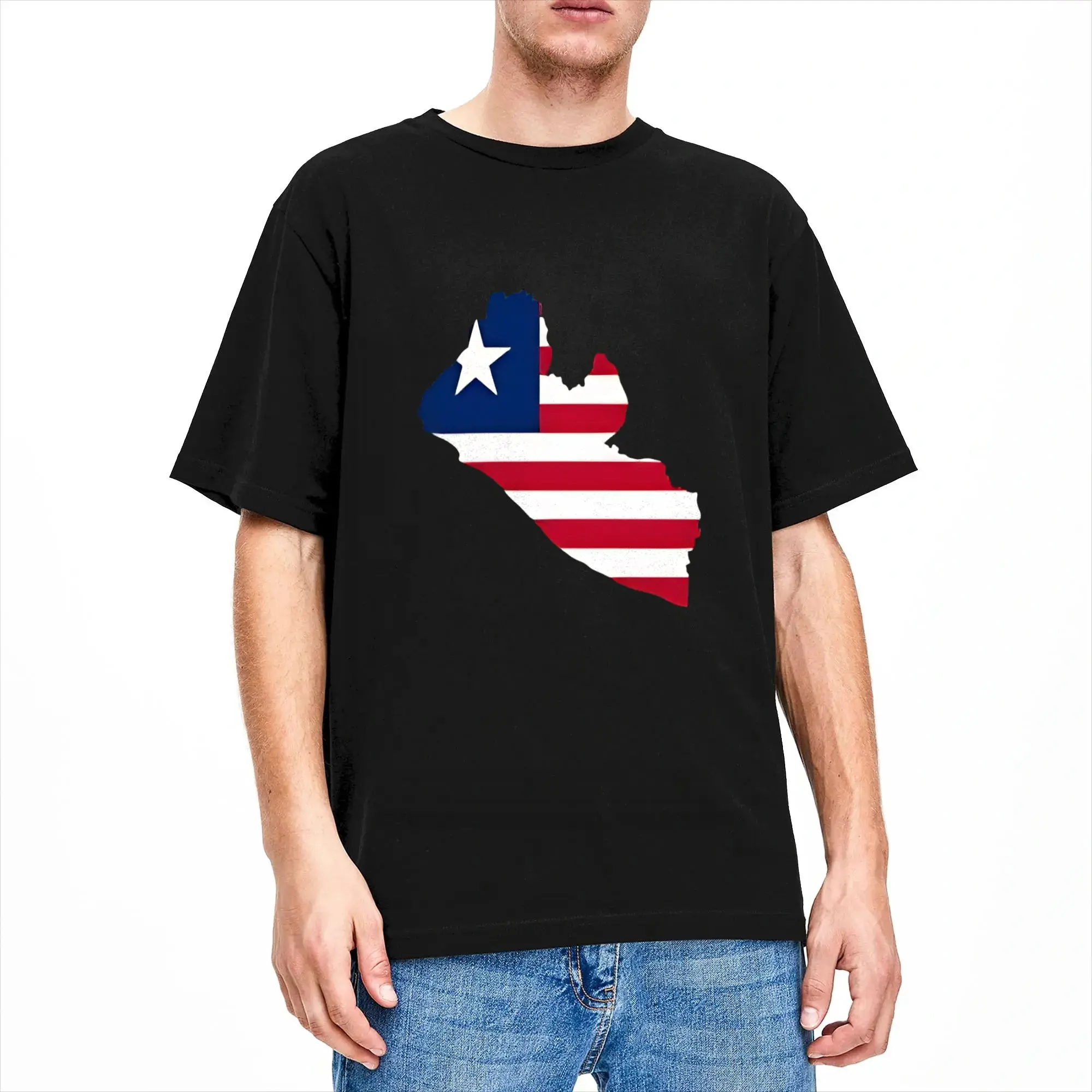 Men's T-Shirts Flag Map of Liberia Fun Cotton Tee Shirt Short Sleeve  T Shirts O Neck Clothing Summer