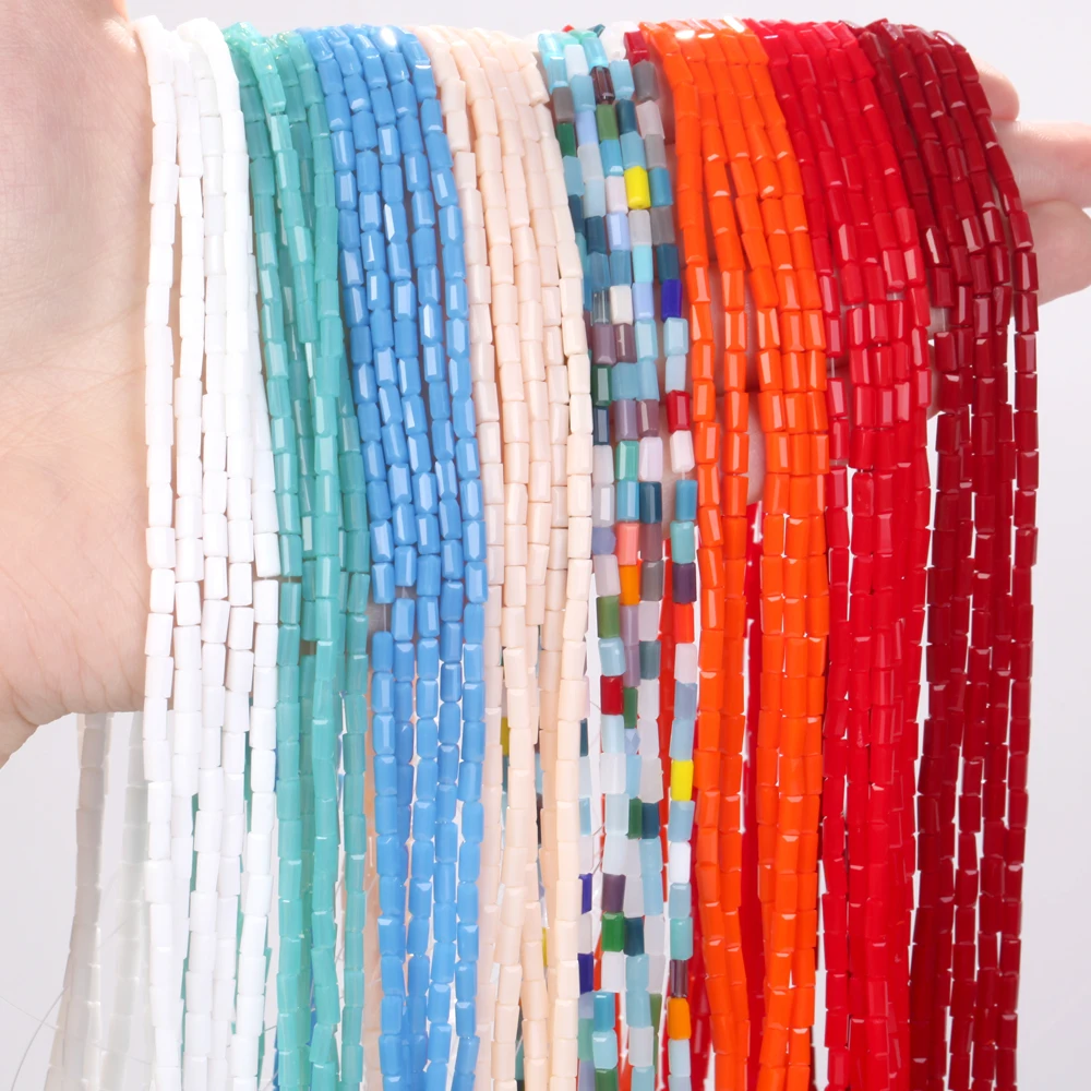 2X4mm Natural Colorful Long Tube Crystals Glass Loose Spacer Beads for Jewelry Making DIY Bracelet Nacklace Accessories 18”