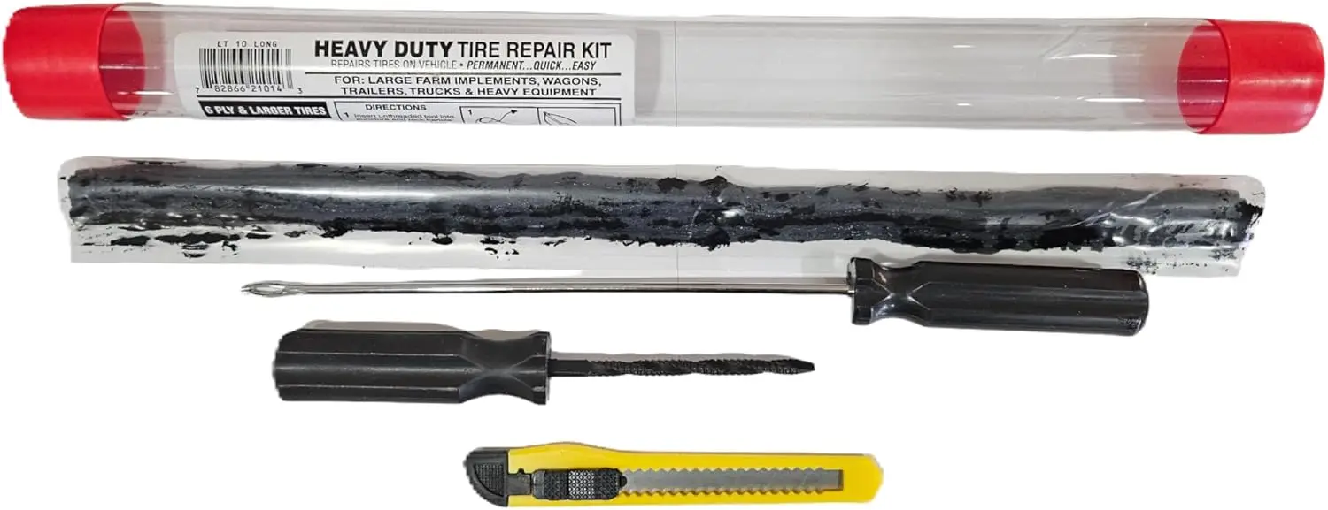 

Nealey Tire Repair Kit - 10 Repairs, Includes Knife & Tool, for 6 Ply+ Tires