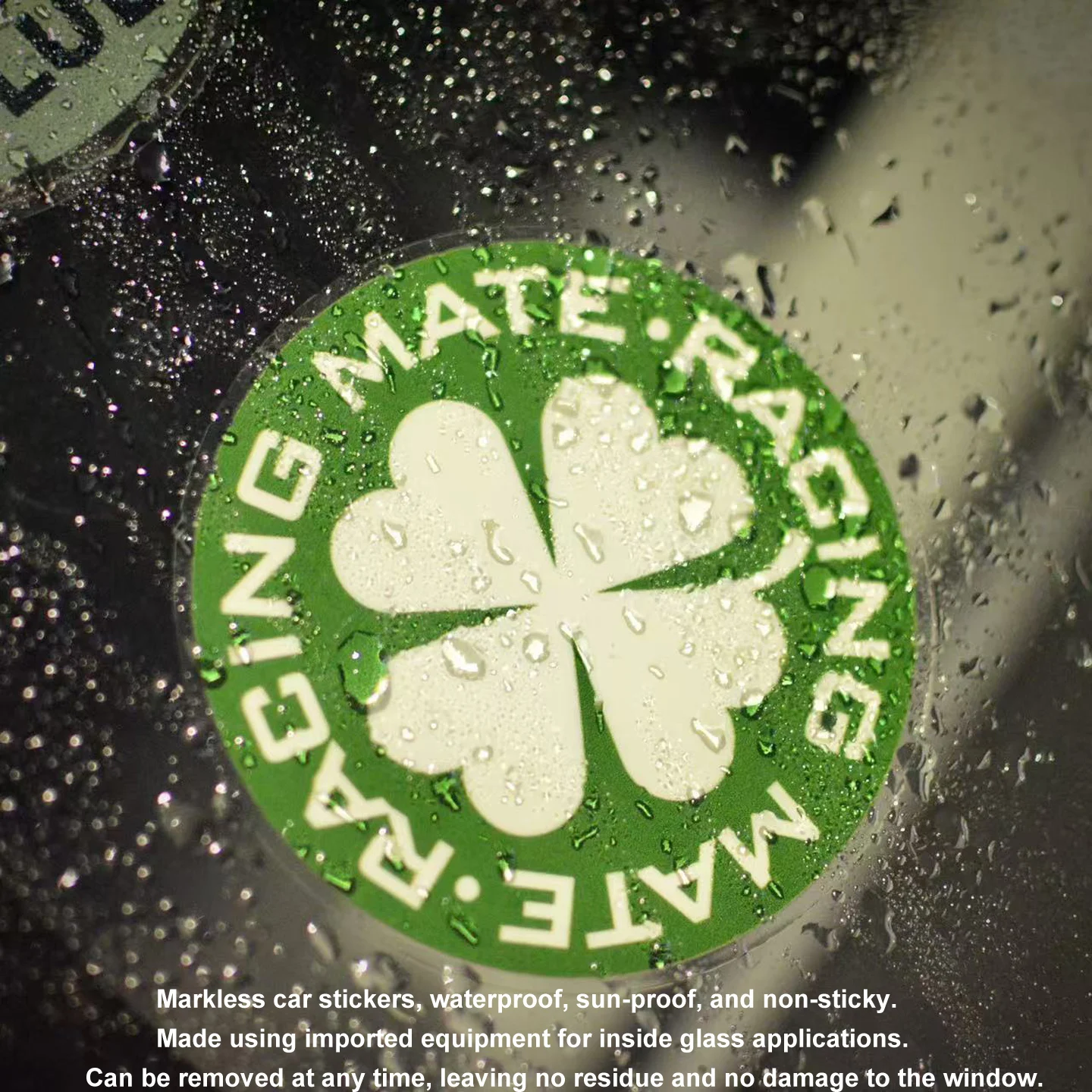 Lucky Clover Racing Partner Modified Car Front Windshield Interior Stickers Static Traceless Stickers Decorative Personality