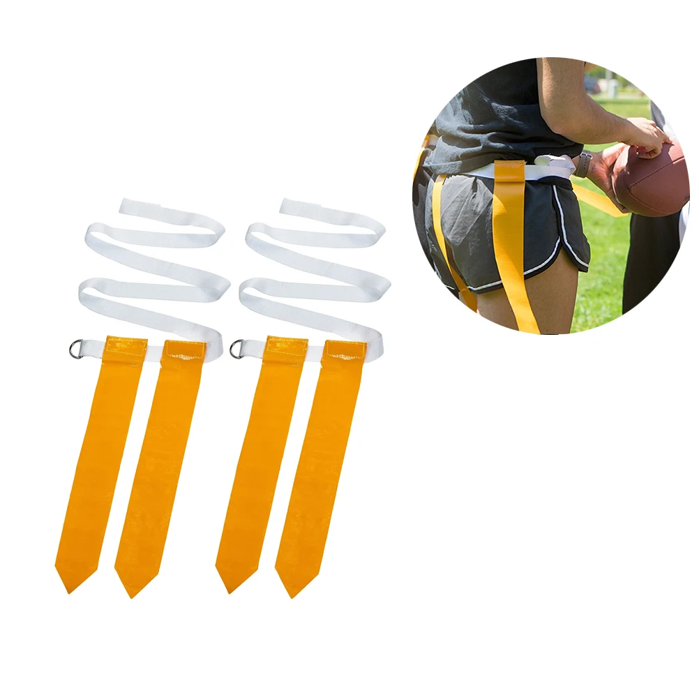 

4Pcs American Football Waist Flags Heavy Duty Nylon Belt for Easy Attach Detach Flags Rugby Training Outdoor Sports
